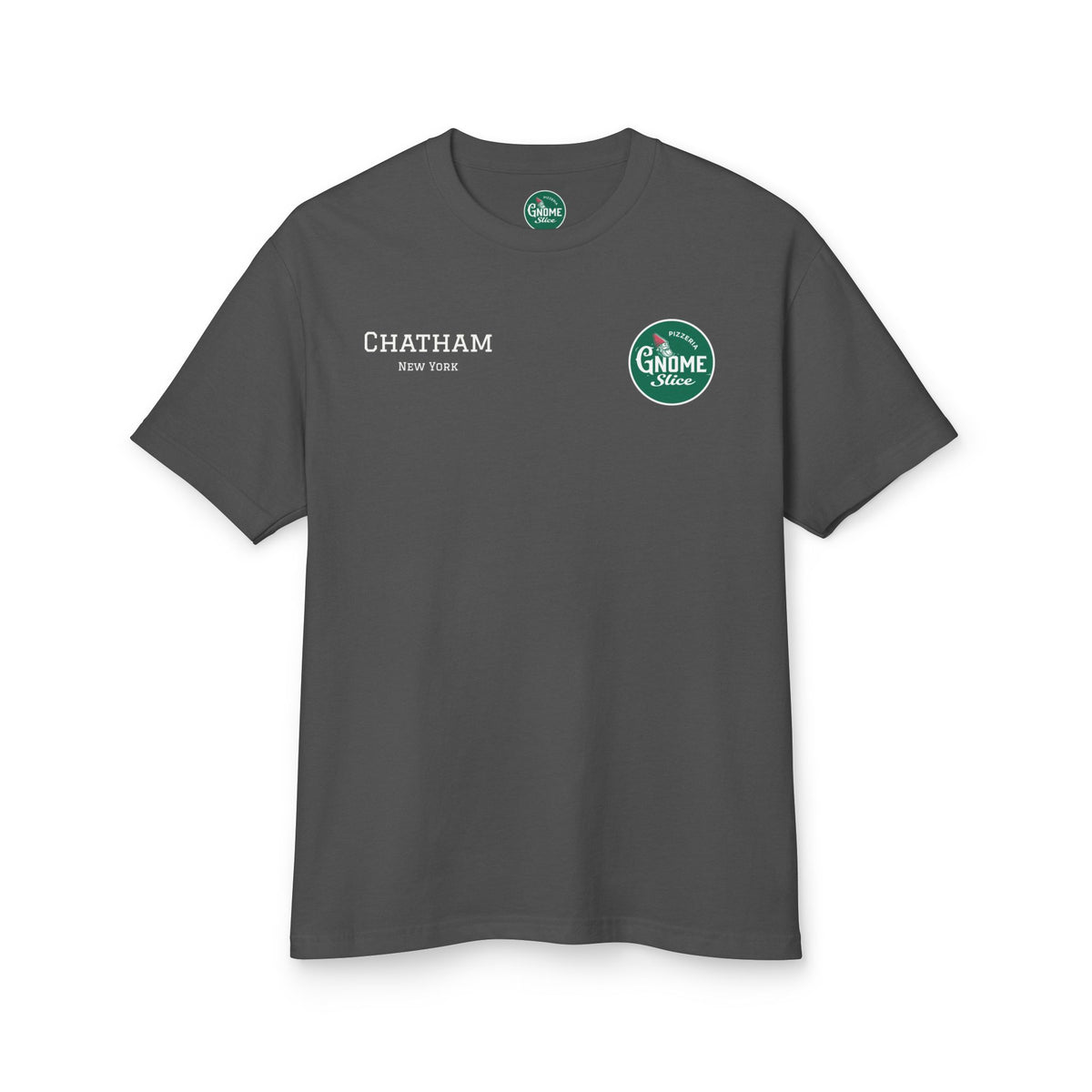 Pizza Gnome Tee | Graphic Back Print, Chest Logo