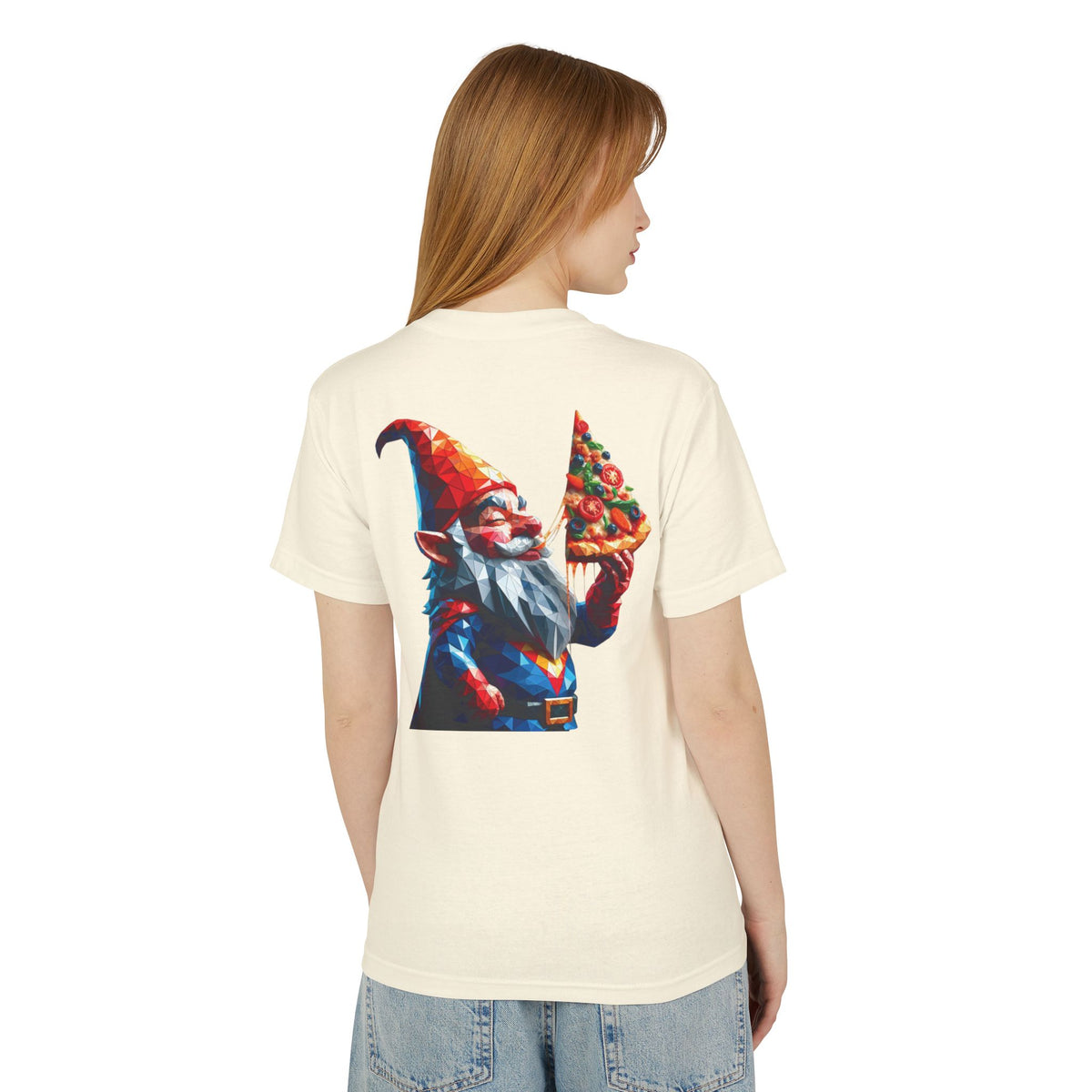 Pizza Gnome Tee | Graphic Back Print, Chest Logo
