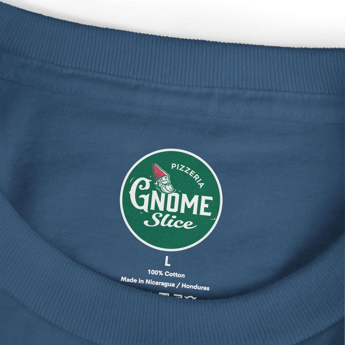 Pizza Gnome Tee | Graphic Back Print, Chest Logo