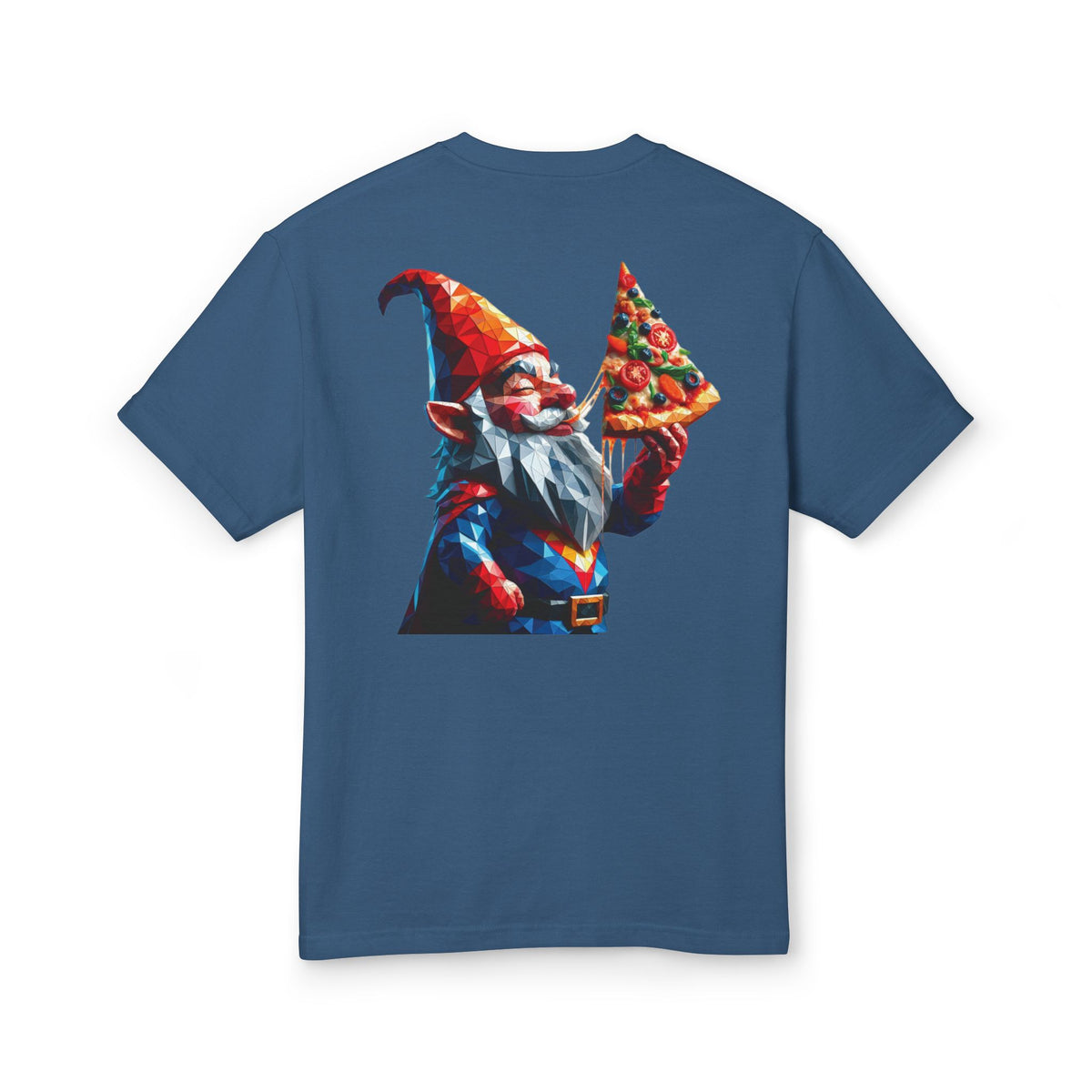 Pizza Gnome Tee | Graphic Back Print, Chest Logo