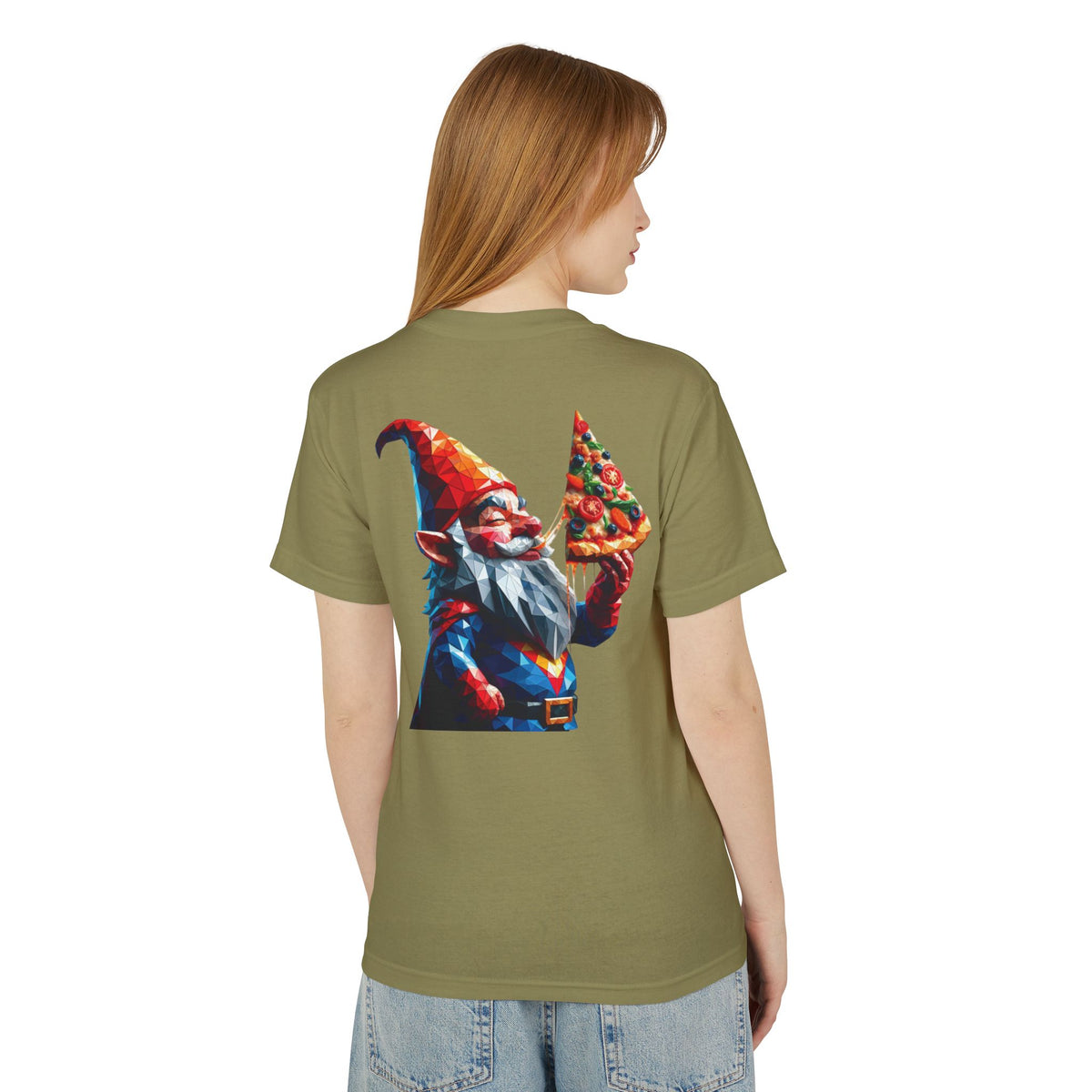 Pizza Gnome Tee | Graphic Back Print, Chest Logo