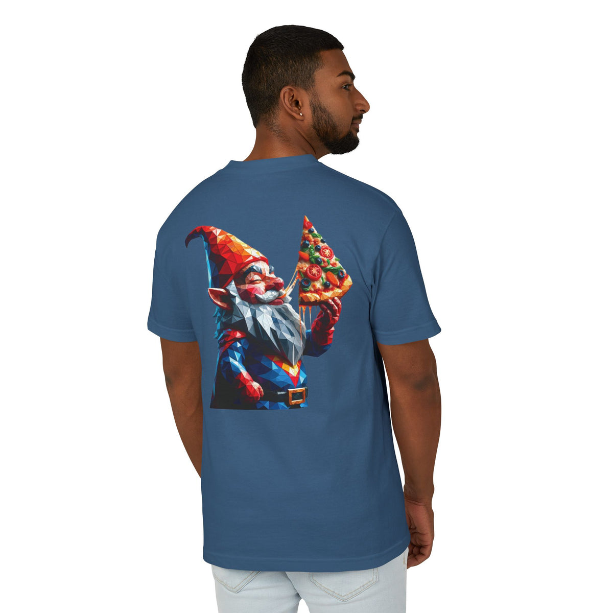 Pizza Gnome Tee | Graphic Back Print, Chest Logo