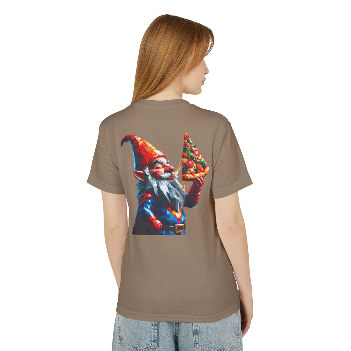 Pizza Gnome Tee | Graphic Back Print, Chest Logo