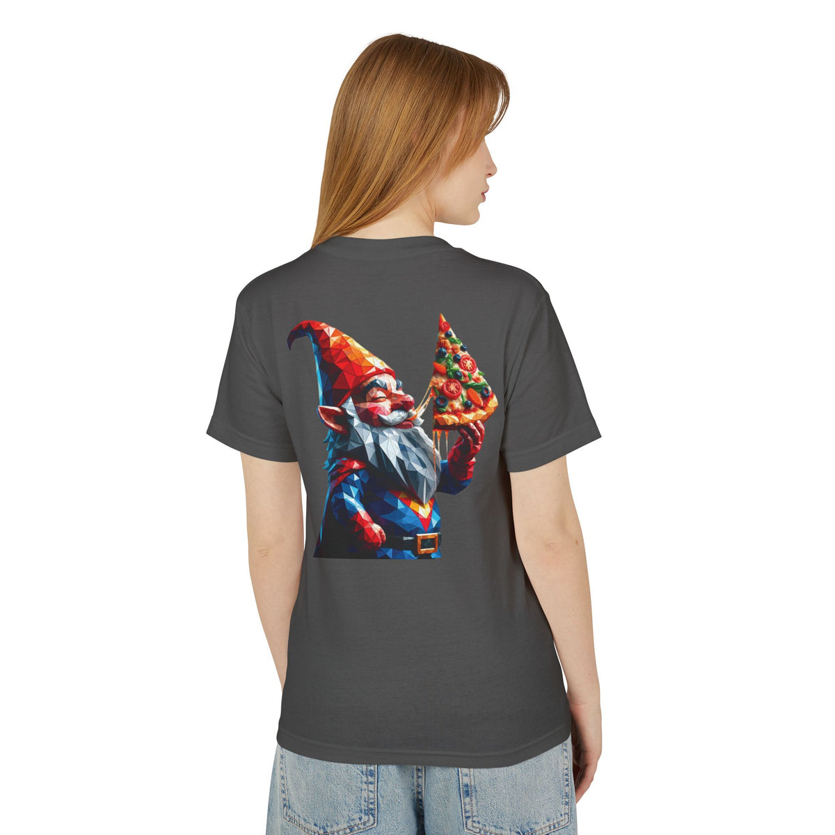 Pizza Gnome Tee | Graphic Back Print, Chest Logo