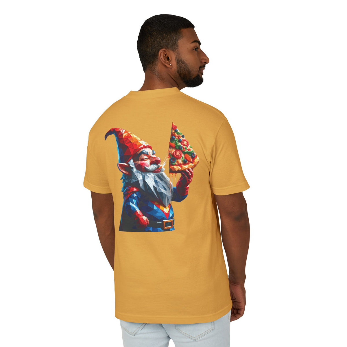 Pizza Gnome Tee | Graphic Back Print, Chest Logo