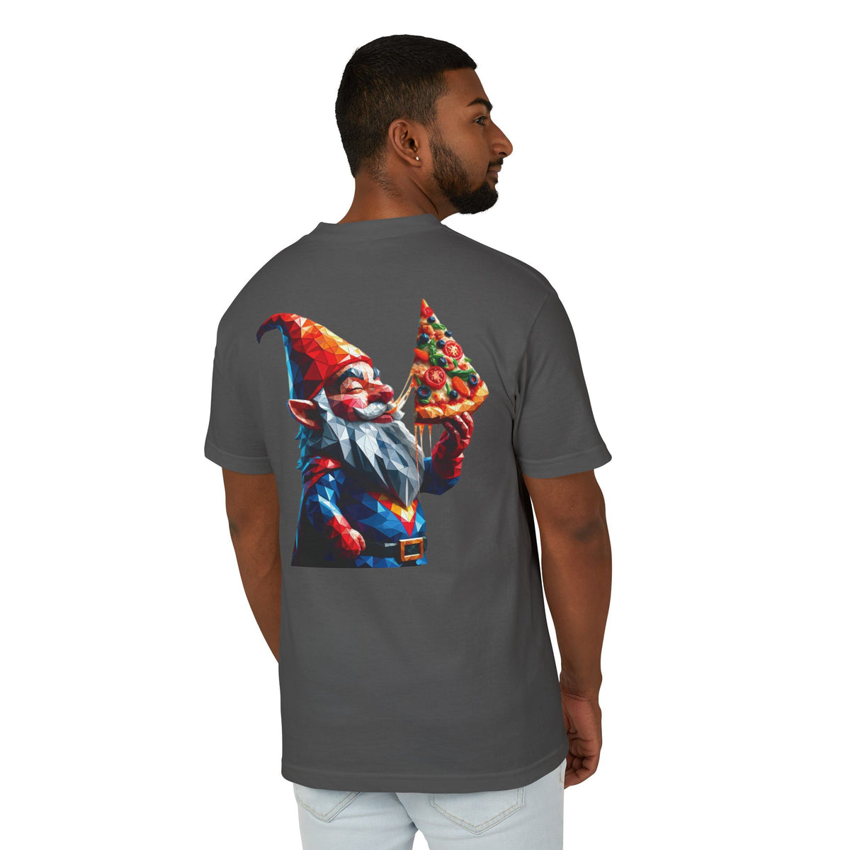 Pizza Gnome Tee | Graphic Back Print, Chest Logo