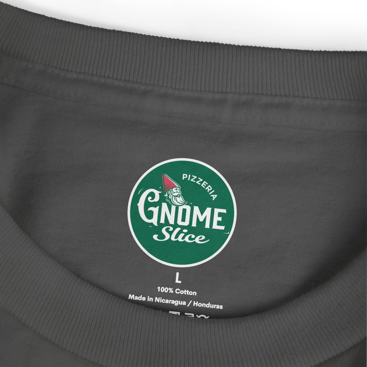 Pizza Gnome Tee | Graphic Back Print, Chest Logo