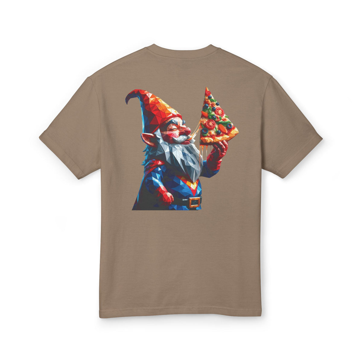 Pizza Gnome Tee | Graphic Back Print, Chest Logo