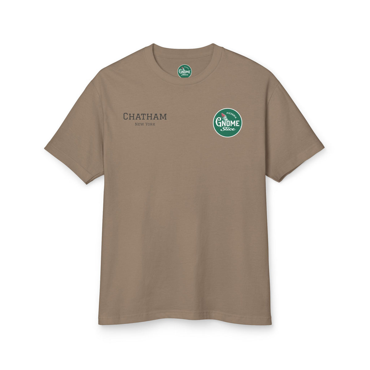 Pizza Gnome Tee | Graphic Back Print, Chest Logo