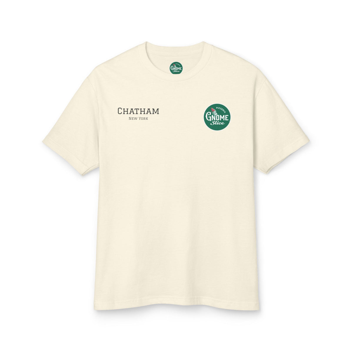 Pizza Gnome Tee | Graphic Back Print, Chest Logo