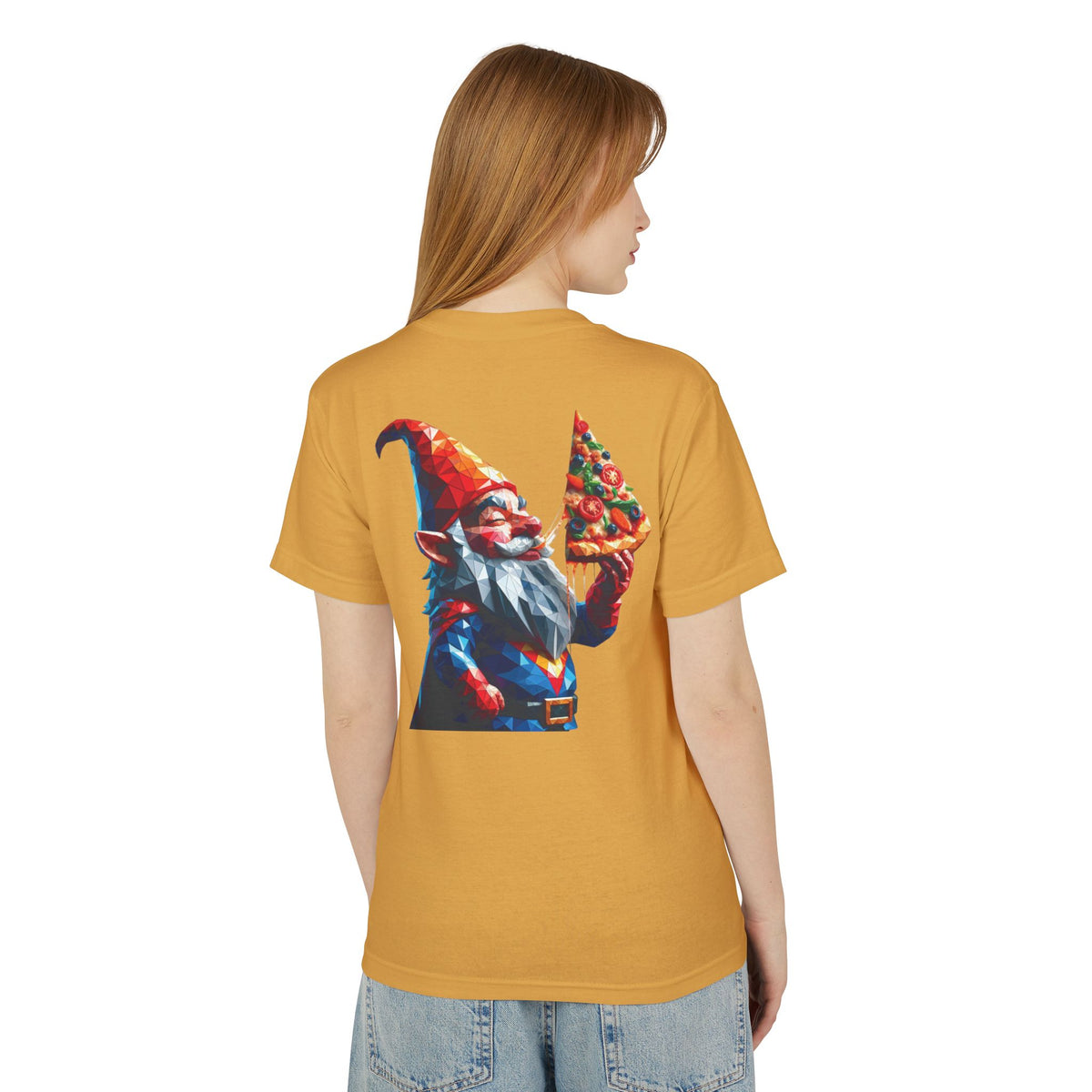 Pizza Gnome Tee | Graphic Back Print, Chest Logo
