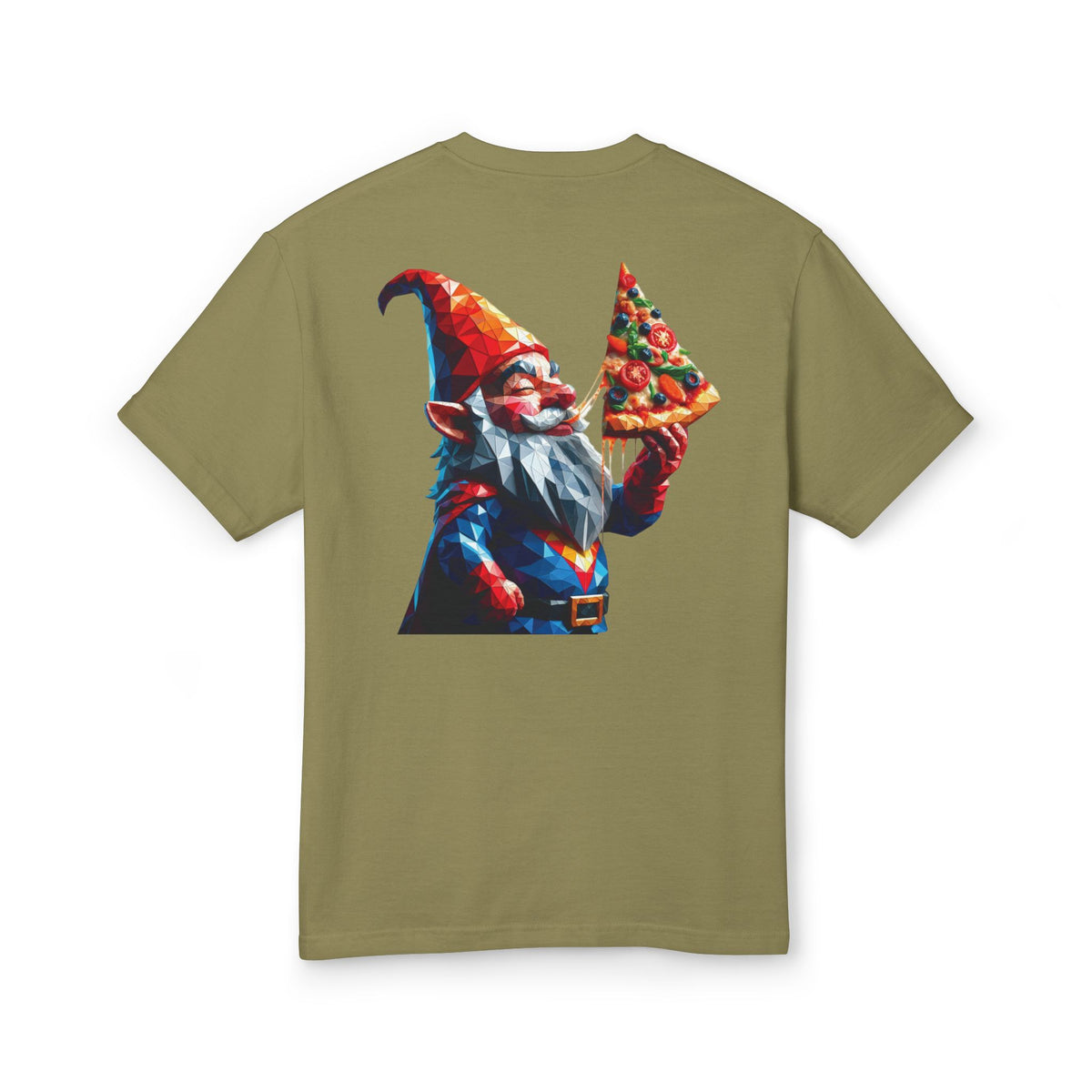 Pizza Gnome Tee | Graphic Back Print, Chest Logo