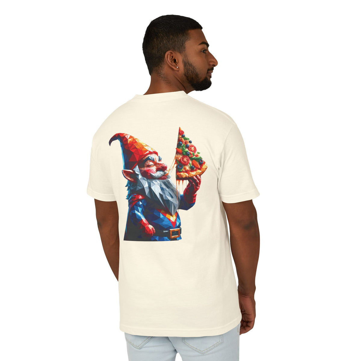 Pizza Gnome Tee | Graphic Back Print, Chest Logo