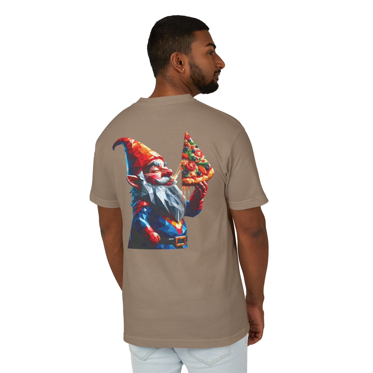 Pizza Gnome Tee | Graphic Back Print, Chest Logo