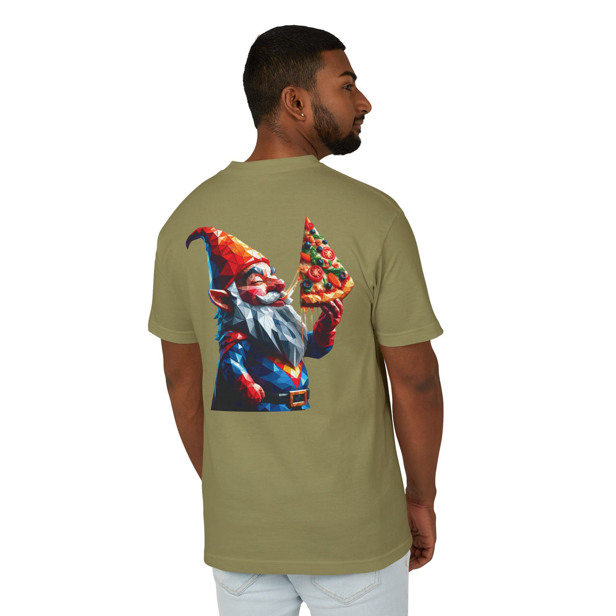 Pizza Gnome Tee | Graphic Back Print, Chest Logo