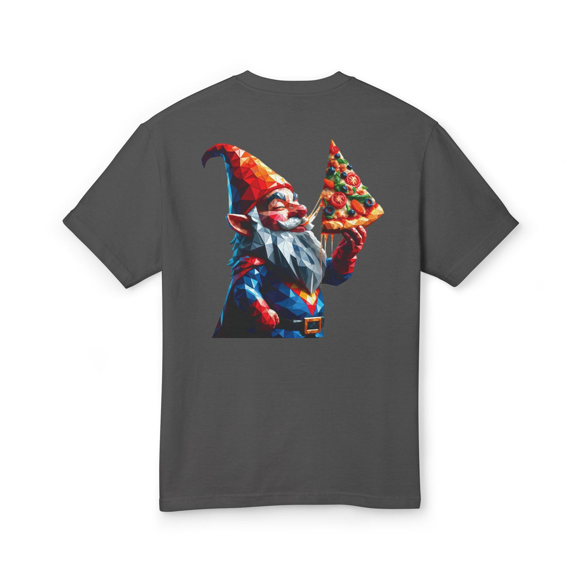 Pizza Gnome Tee | Graphic Back Print, Chest Logo